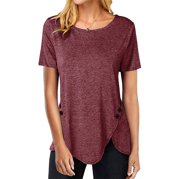 Damer asymmetrisk T-shirt med knapdetaljer Stilla