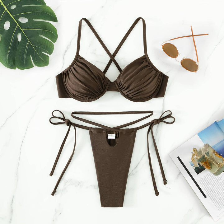 Dame Push-Up Bikini-Sæt med krydsede stropper Skovae
