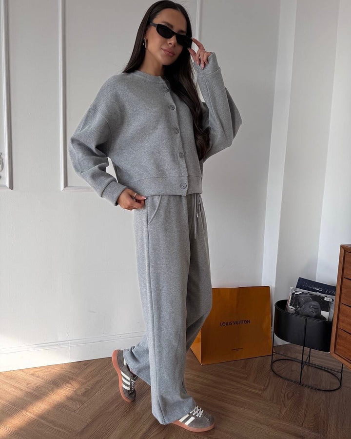 Dame behagelig sweatshirt- og joggingbuks-kombination Stilla