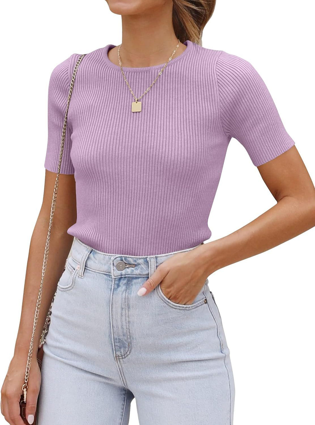 Dame figursyet Premium Rib T-shirt Stilla