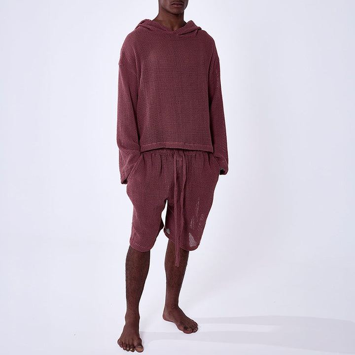 Herrer fritids-hoodie med luftig struktur Stilla