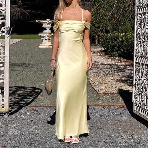 Dame Off-Shoulder Maxikjole med elegant indviklingsdesign Skovae