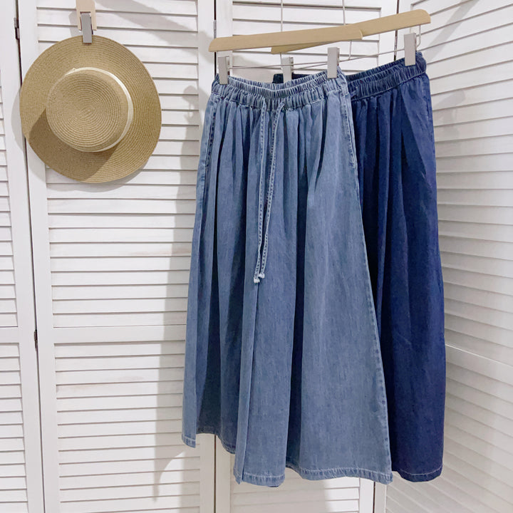 Dame Høj talje Denim Maxi-Nederdel Stilla