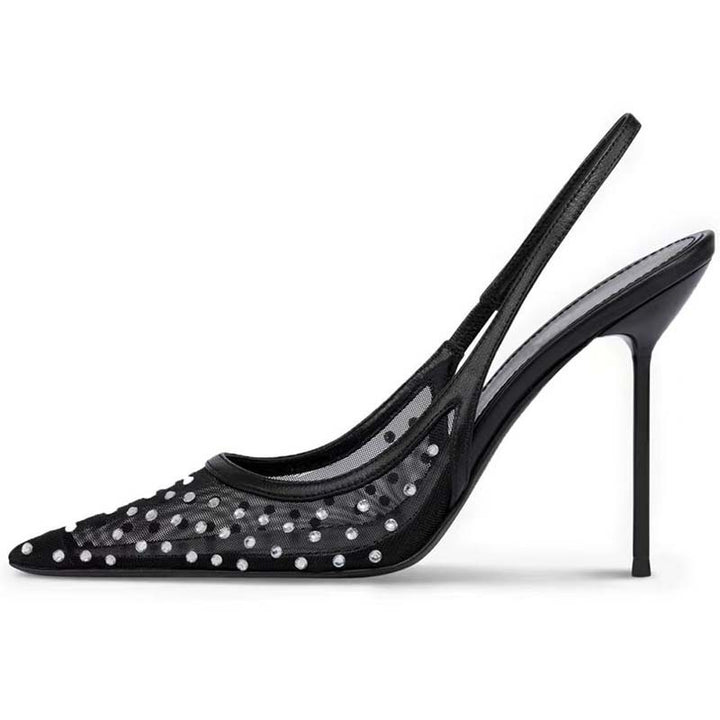 Dame Stiletto Slingback-hæle med dekorativt nitter-design Stilla