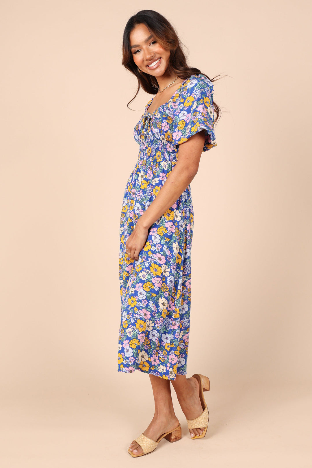 Dame Floral Print Ruffle Maxi Kjole Stilla