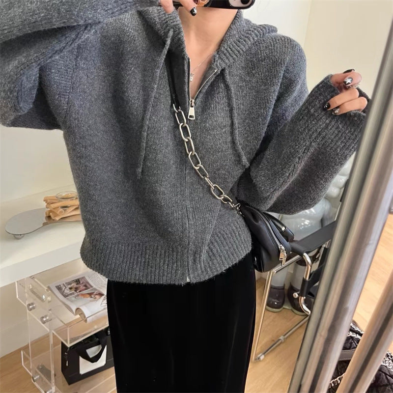 Kvinders cropped hoodie med fuld lynlås og hætte Stilla