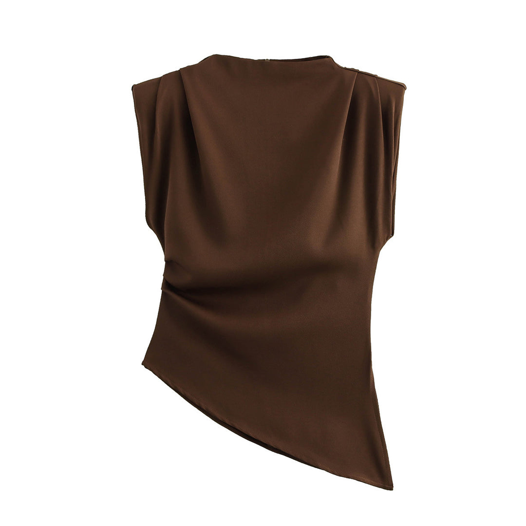 Dame elegant ærmeløs top med asymmetrisk snit og fin drapering Stilla