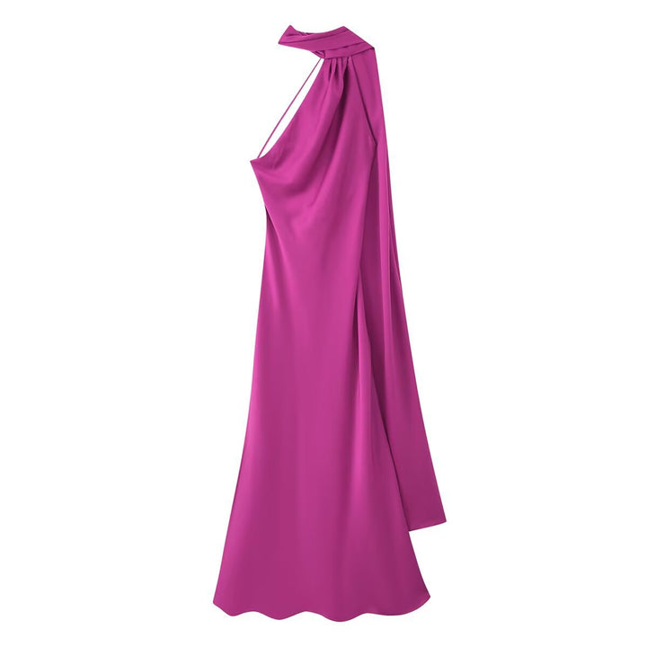 Femme Halter Neck Maxi Kjole med sidelids Stilla