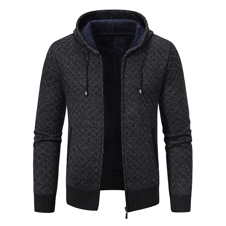 Herrer Textureret Zip-Up Hoodie med mønsterdesign Stilla