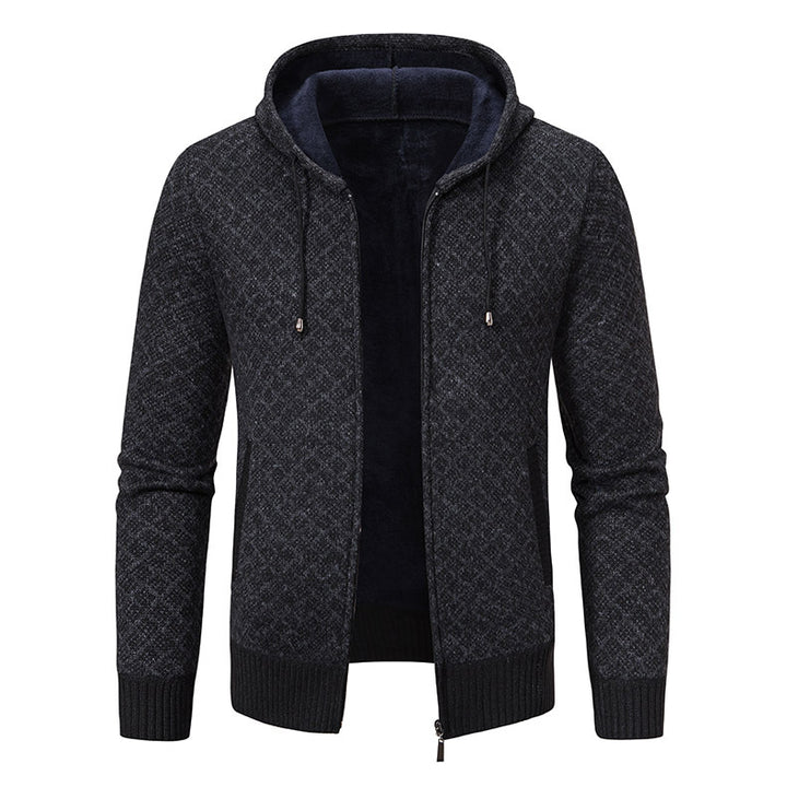 Herrer Textureret Zip-Up Hoodie med mønsterdesign Stilla