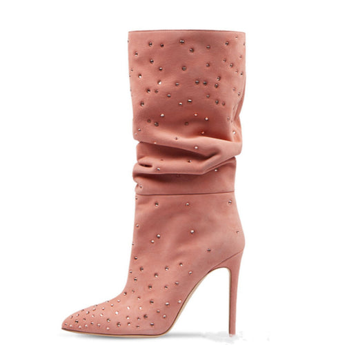 Femme Slouchy Højhælede Stiletto Støvler med Strassdetaljer Stilla
