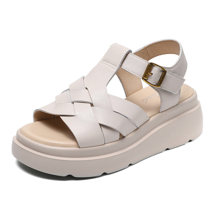Dame Chunky Platform Flettet Slide Sandaler Stilla