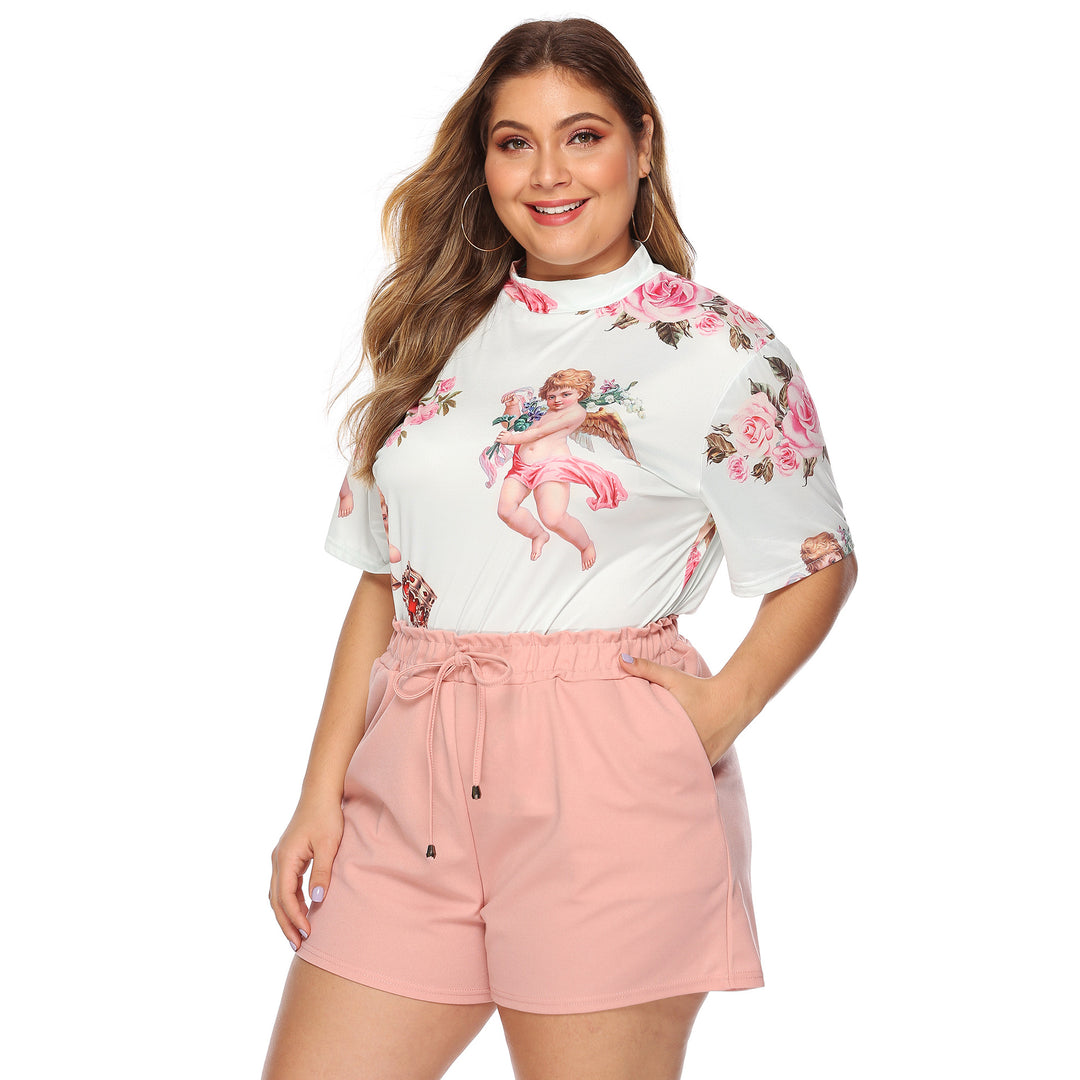 Dame blomstertrykt fritidsoverdel og shorts sæt Stilla