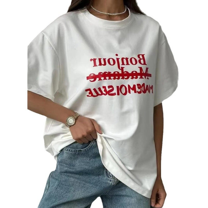 Dame Casual Oversized T-shirt med kreativt statementsprint Stilla