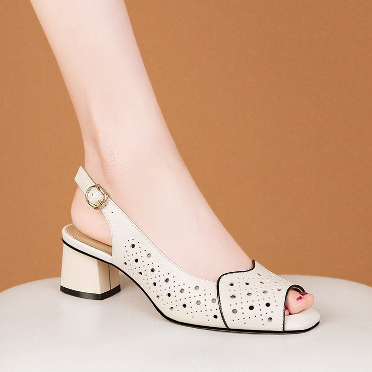 Dame Slingback Sandaler med elastisk rem, behagelig blokhæl og åndbart design Stilla