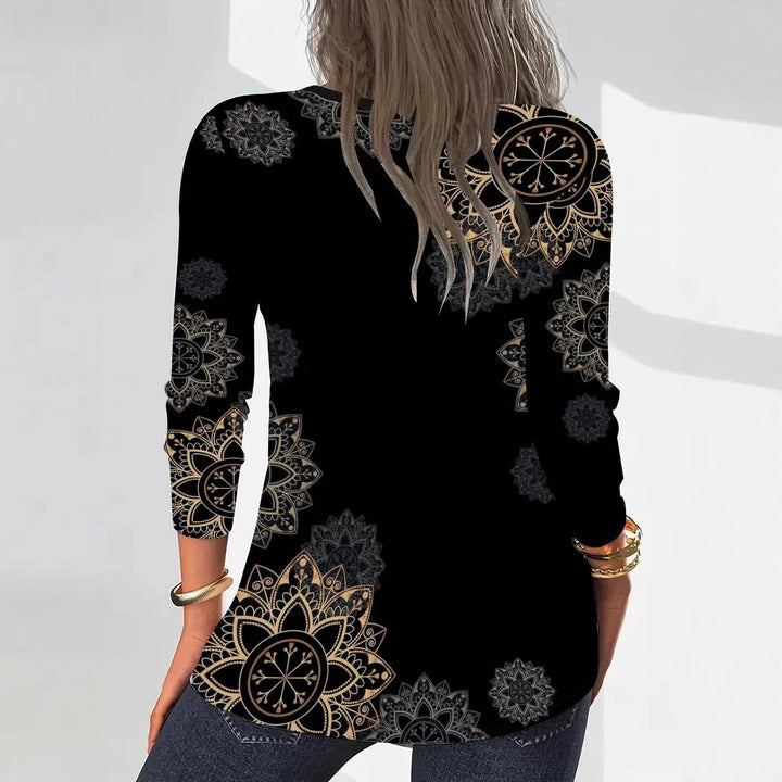 Damebluse med blomsterprint og lynlås Stilla