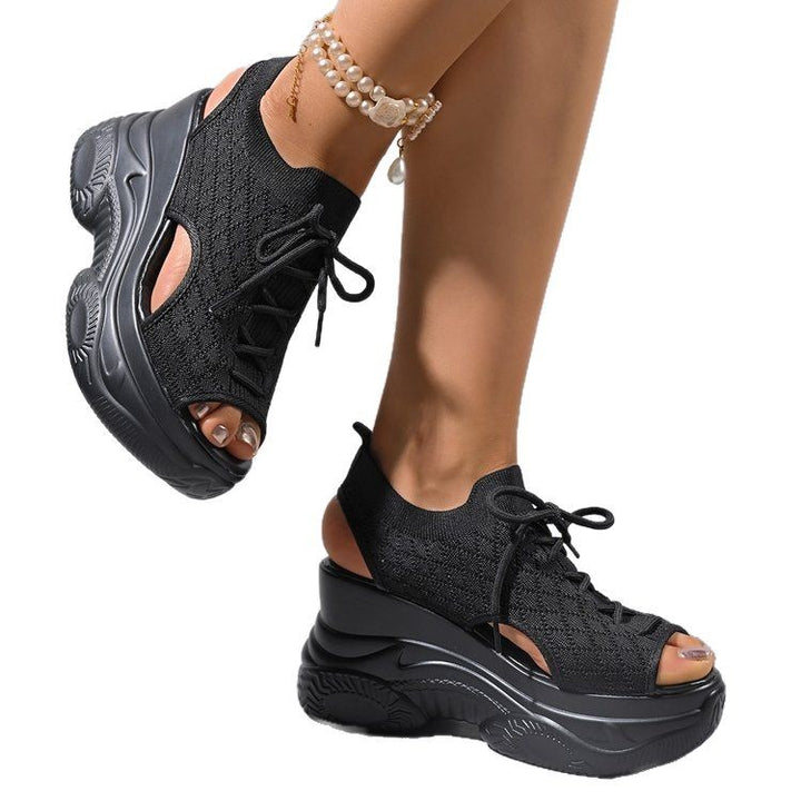 Dame plateausneaker med åndbart overmateriale og elastisk snøring Stilla