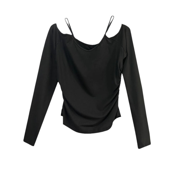 Dame Off-Shoulder Langærmetop med V-hals-design Stilla