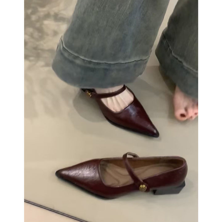 Dame spidse slingback ballerinaer med ankelrem Stilla
