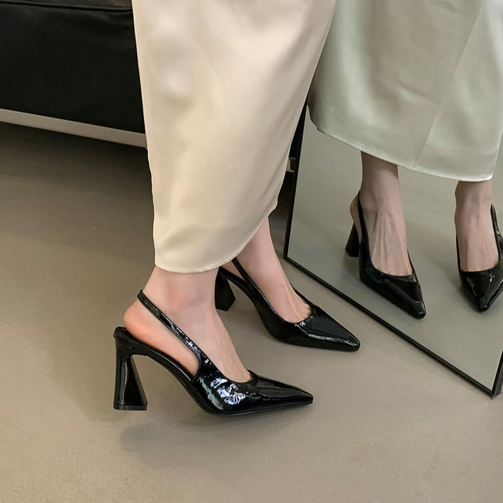 Dame Smart Spidse Slingback-Hæle med skulptureret Blokhæle Stilla
