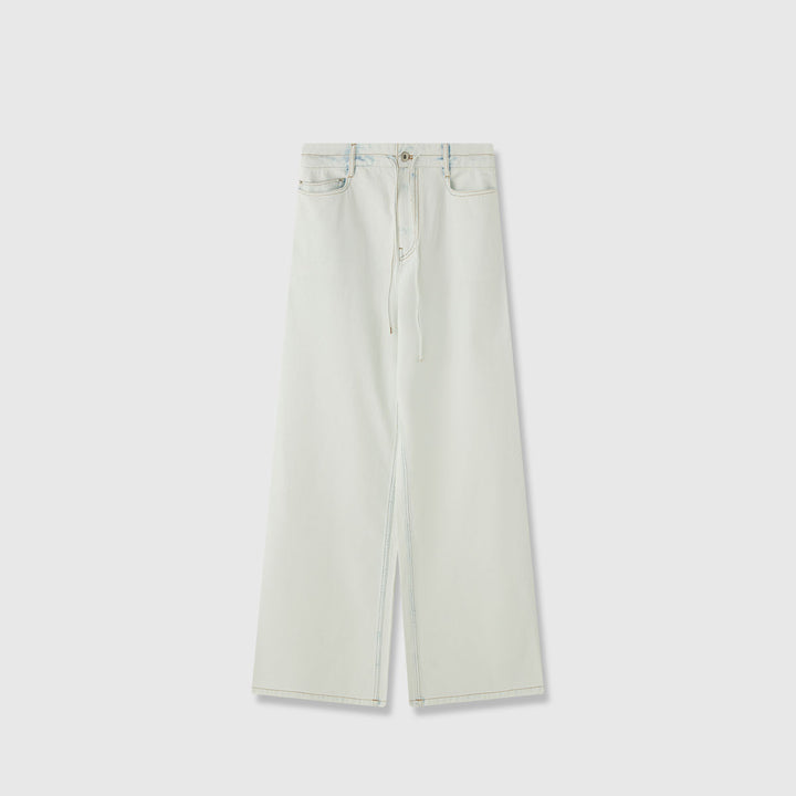 Damer bredskåret denim culotte med høj talje og elastisk bånd