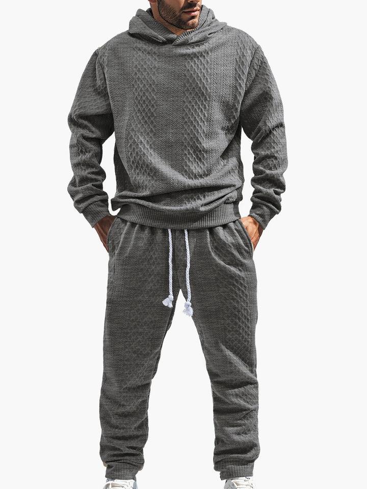 Herre sporty fritidssæt med struktureret design og hævet hætte Stilla