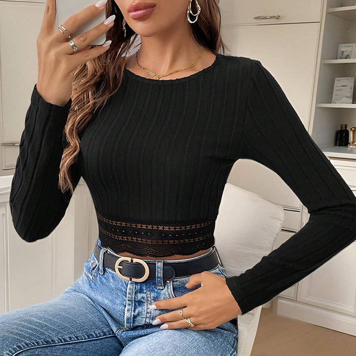 Kvinders cropped langærmet med raffinerede blonder detaljer Stilla