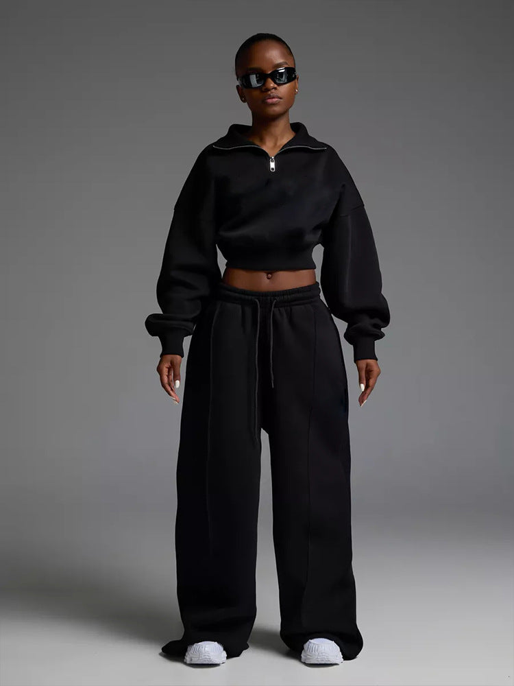 Stilla | Afslappede Drawstring Bukser Hoodie To-Delt Sæt