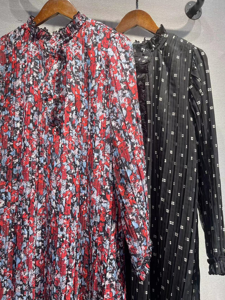 Dame Maxikjole med romantisk drapering og floraltryk Stilla