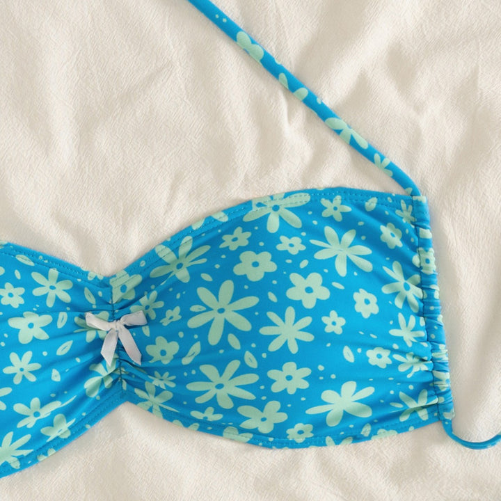 Dame Bandeau-bikini med florale accenter Skovae