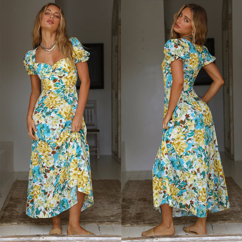 Dame Maxikjole med floral design Stilla