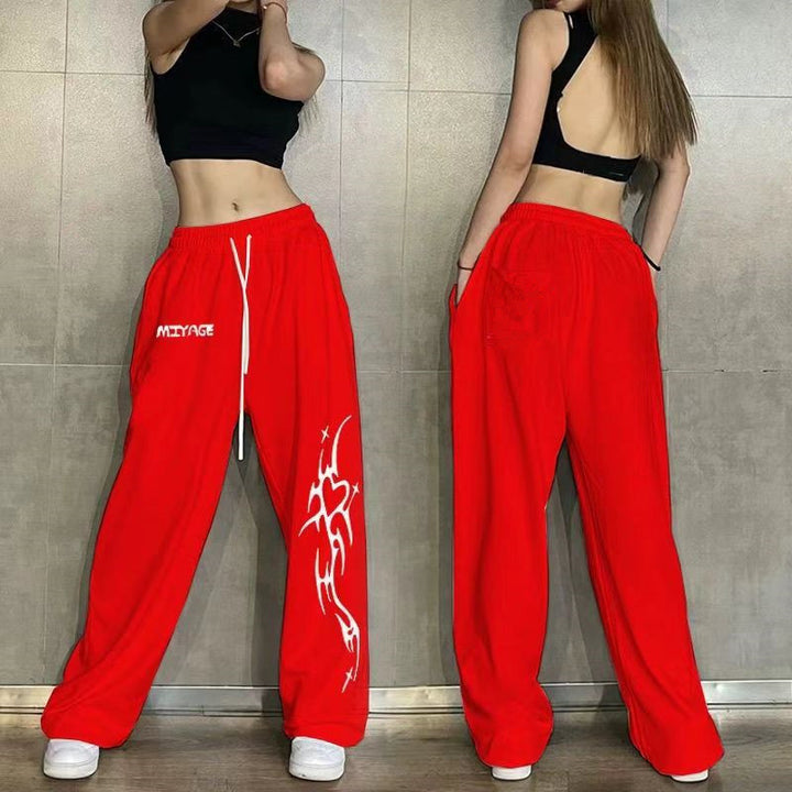 Kvinders afslappede fritidspants med bred pasform og iøjnefaldende grafisk design Skovae
