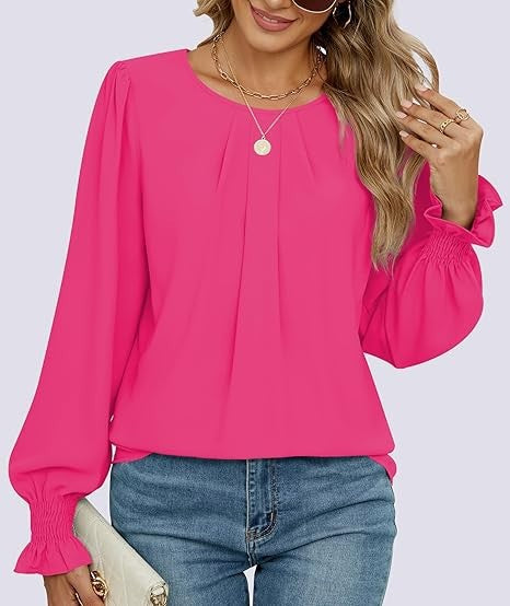 Damer elegant bluse med puffærmer Stilla