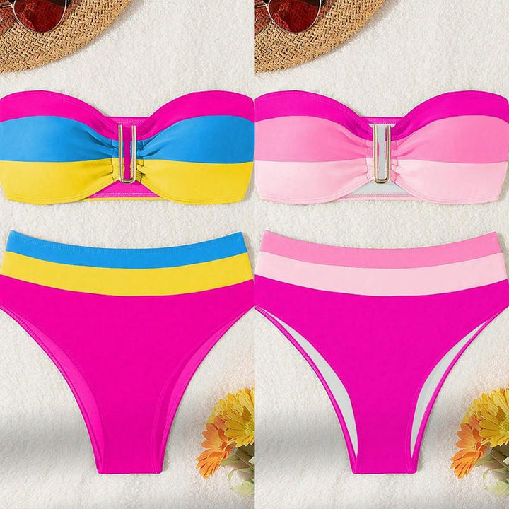 Dame Bandeau-bikini med høj skæring og mode accenter Stilla