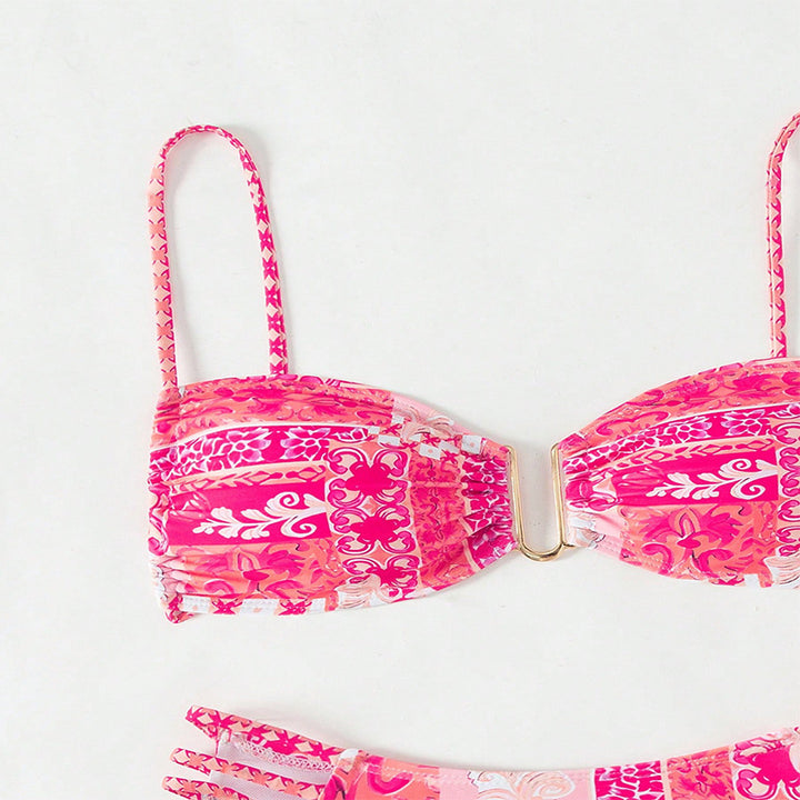 Dame bandeau-bikini med legende blomsterdesign Skovae