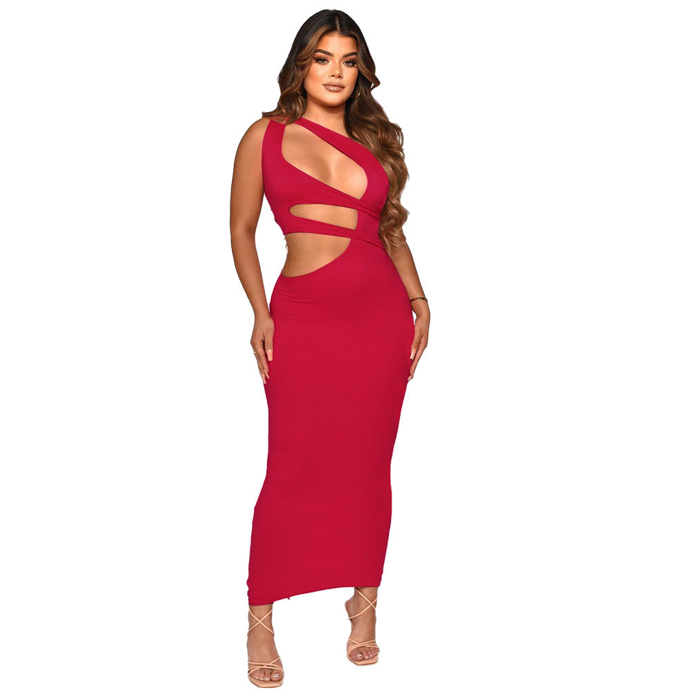 Dame Cut-Out Maxikjole med asymmetrisk design og figursyet snit Stilla