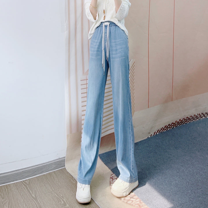 Dame brede jeans med elastisk talje og afslappet snit Stilla
