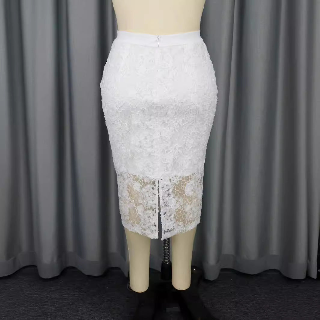 Dame Elegant spids nederdel med florale detaljer Skovae