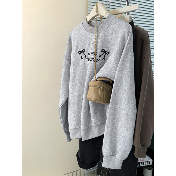 Dame Casual Oversized Sweatshirt med Sløjfedekorationer Stilla