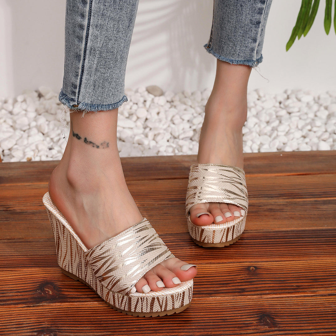 Dame wedge-sandaler med stilfuldt geometrisk mønster og komfortabelt fodseng Stilla