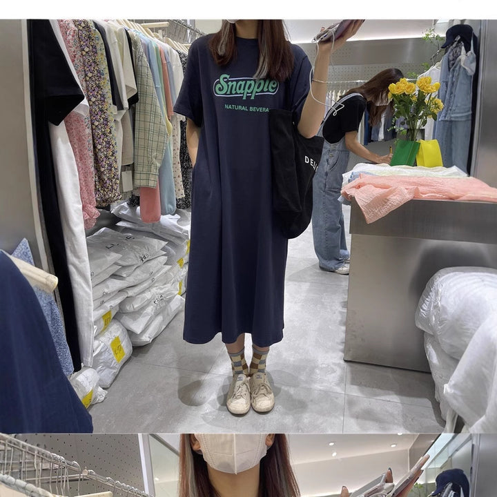 Femme Stilfuldt Logo Trykt T-Shirt Kjole Stilla