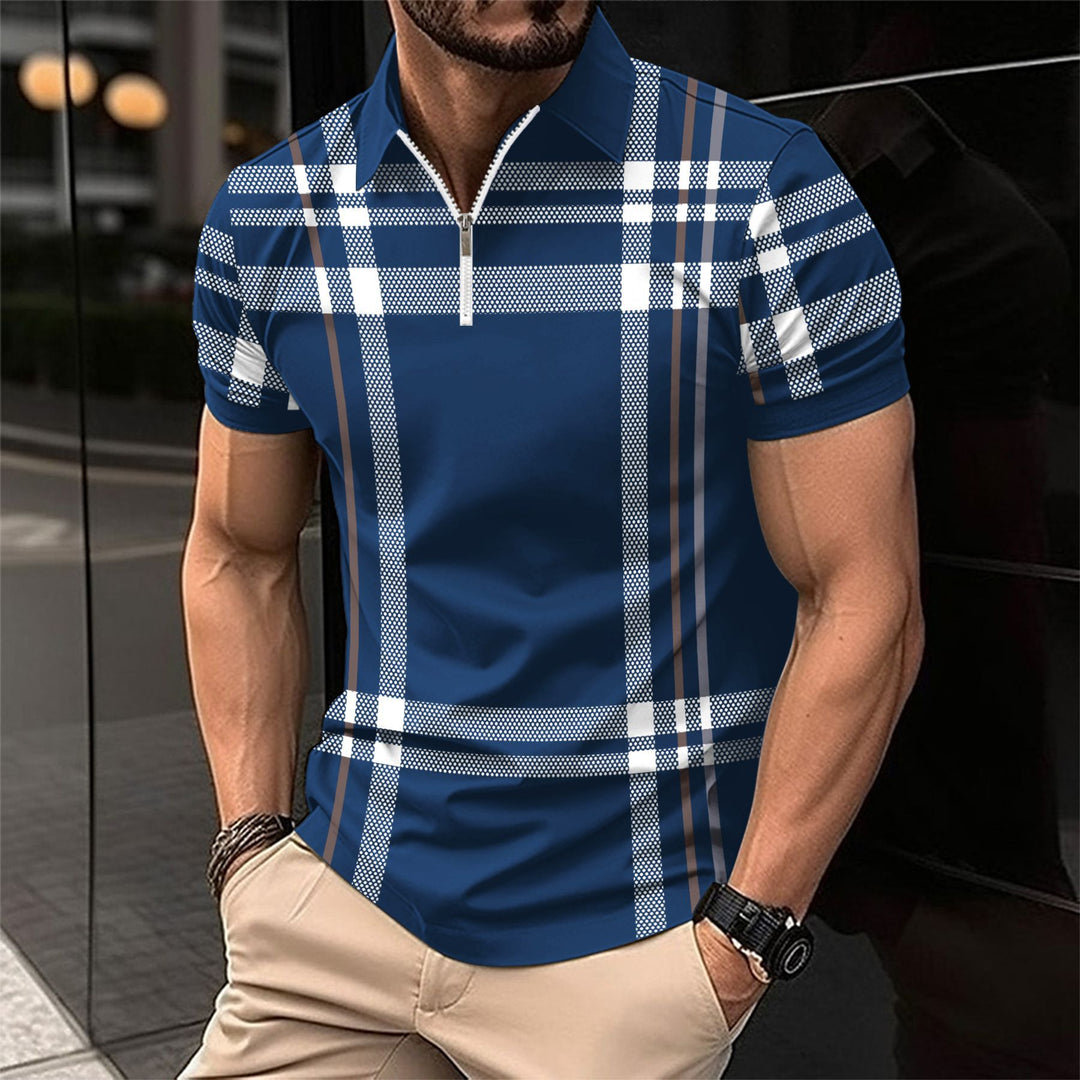 Herrer Stilfuld Lynlåse-Frontternet Polo T-shirt Stilla