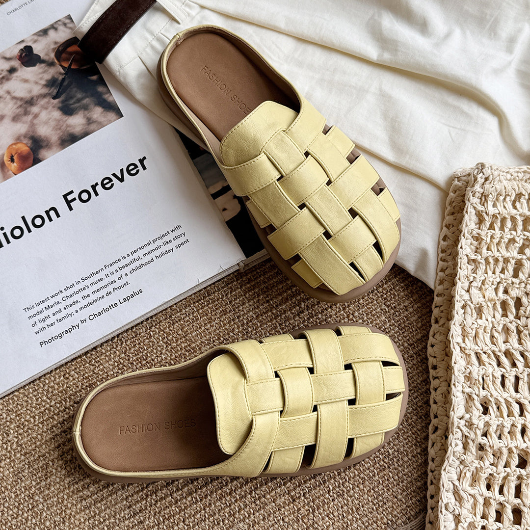 Femme Vævet Læder Slide Sandaler Stilla