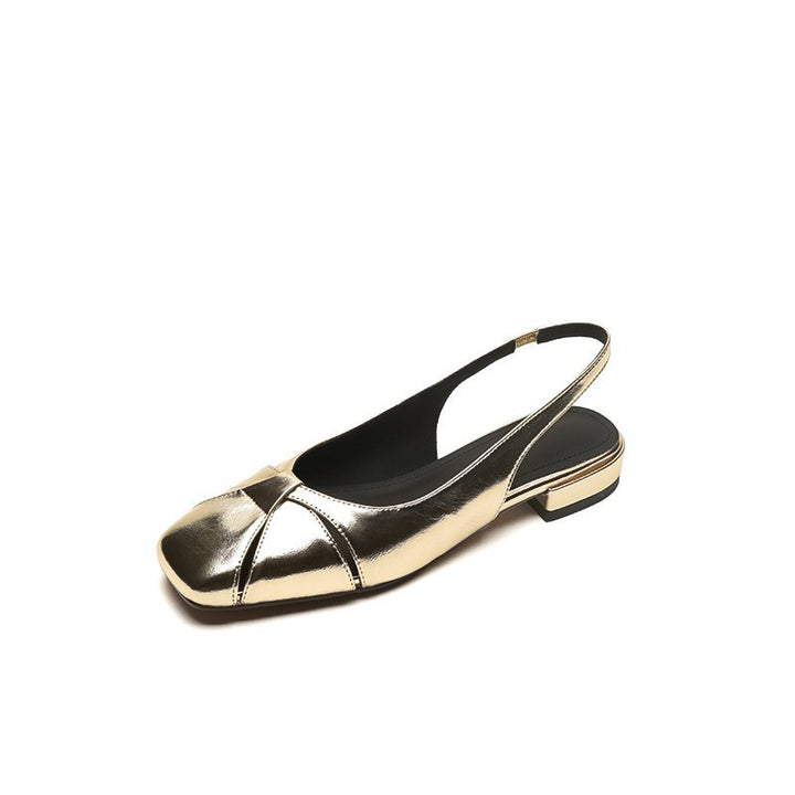 Dame elegante Slingback Mules med firkantet spids og metalliske accenter Stilla