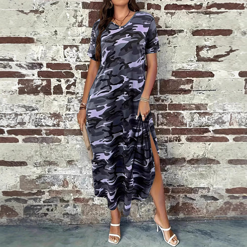 Dame Fritid Camouflage Maxi Kjole Stilla