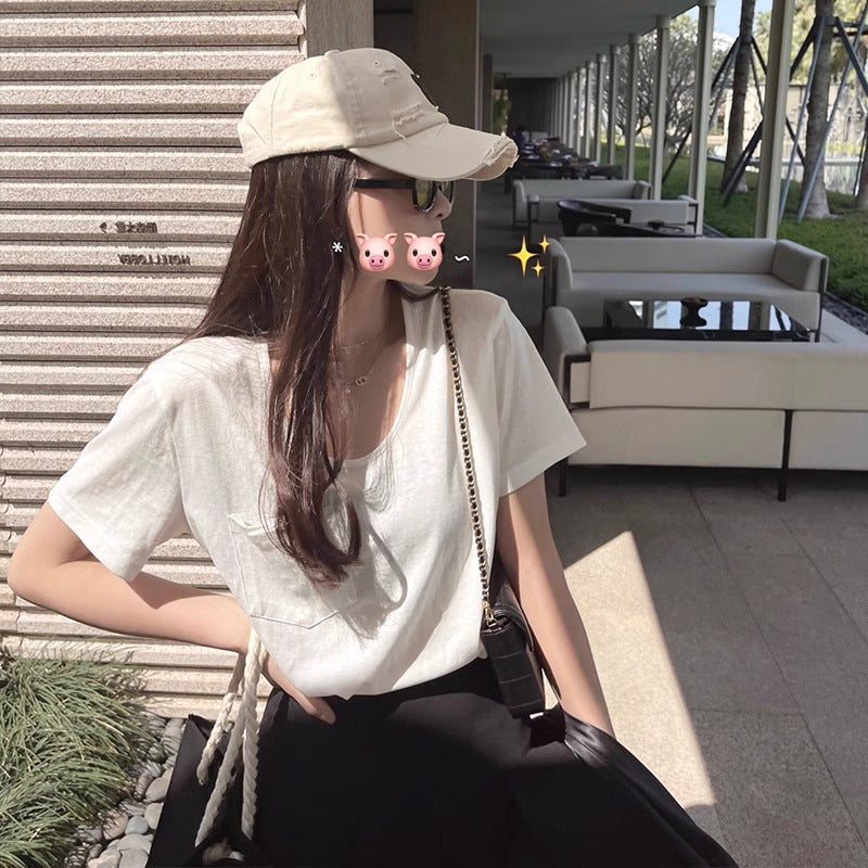 Femme Kortærmet Relaxed Fit Pocket T-shirt Stilla