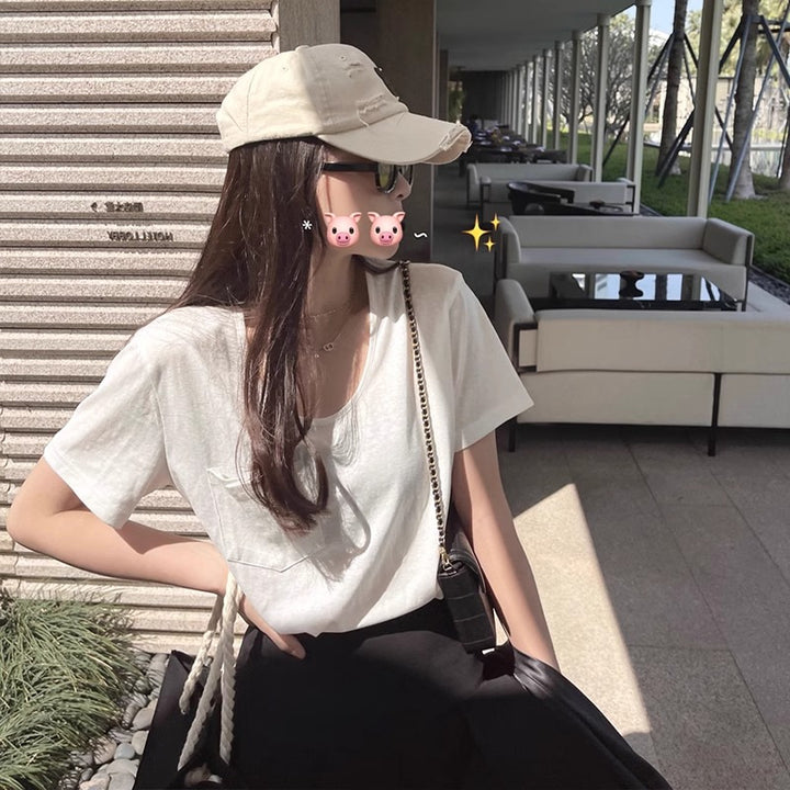 Femme Kortærmet Relaxed Fit Pocket T-shirt Stilla