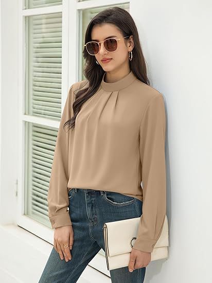 Damebluse med elegant ståkrave Stilla