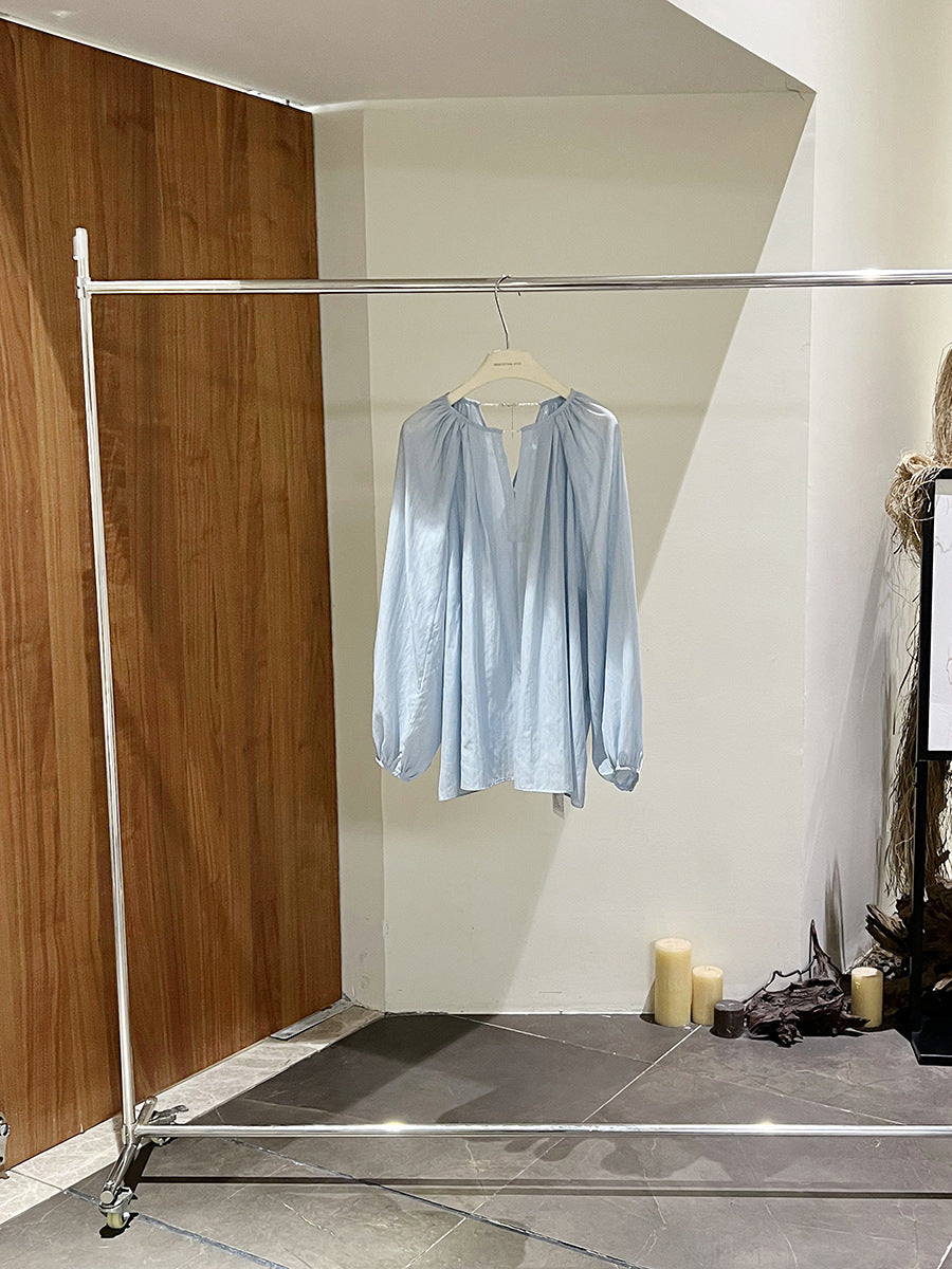 Dame luftig bluse med volantærmer og elegant struktur Stilla