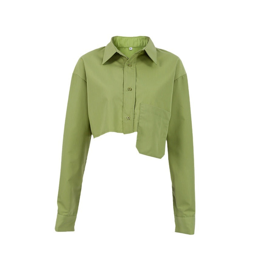 Dame Cropped Skjorte med oversized snit og praktiske knapdetaljer Stilla